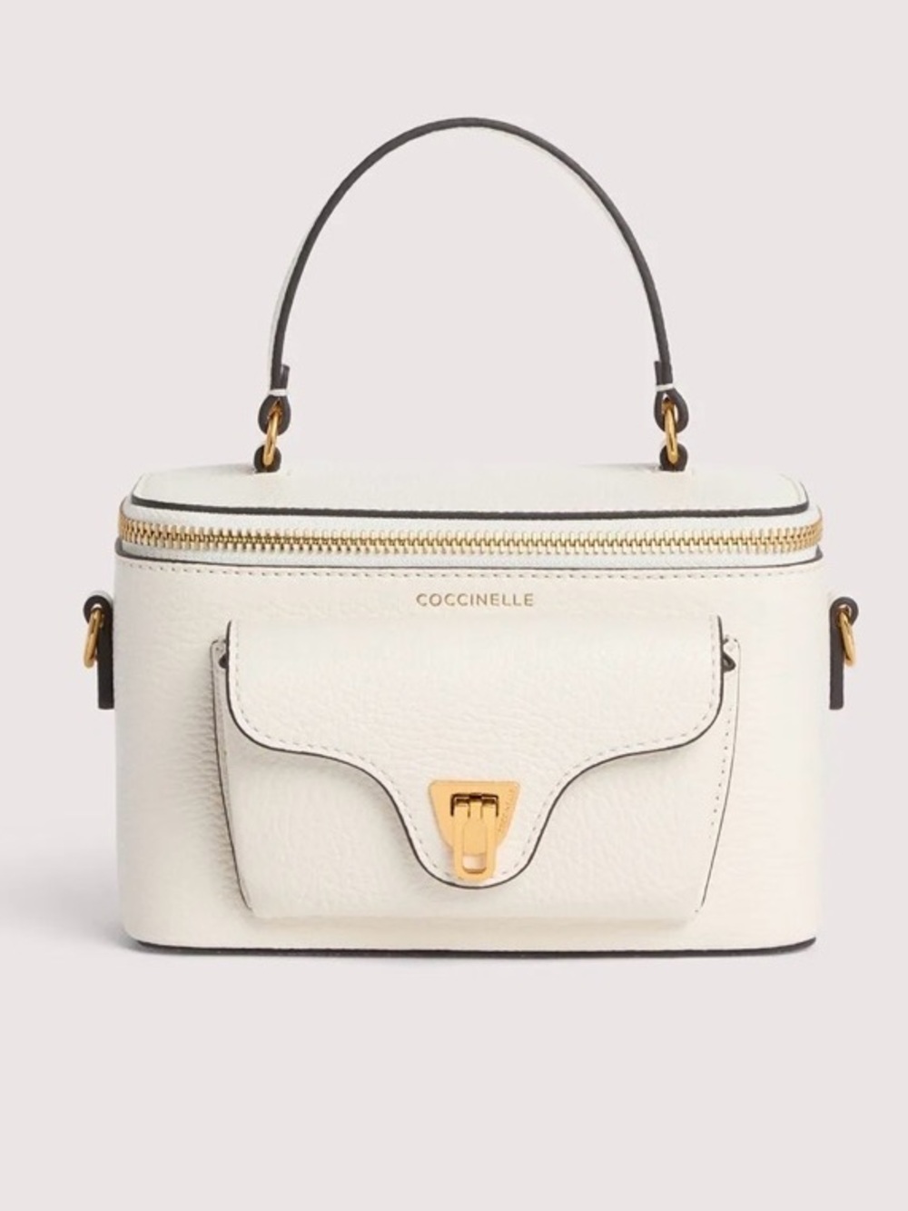 Coccinelle Ivory Leather Crossbody Vanity Bag Mini